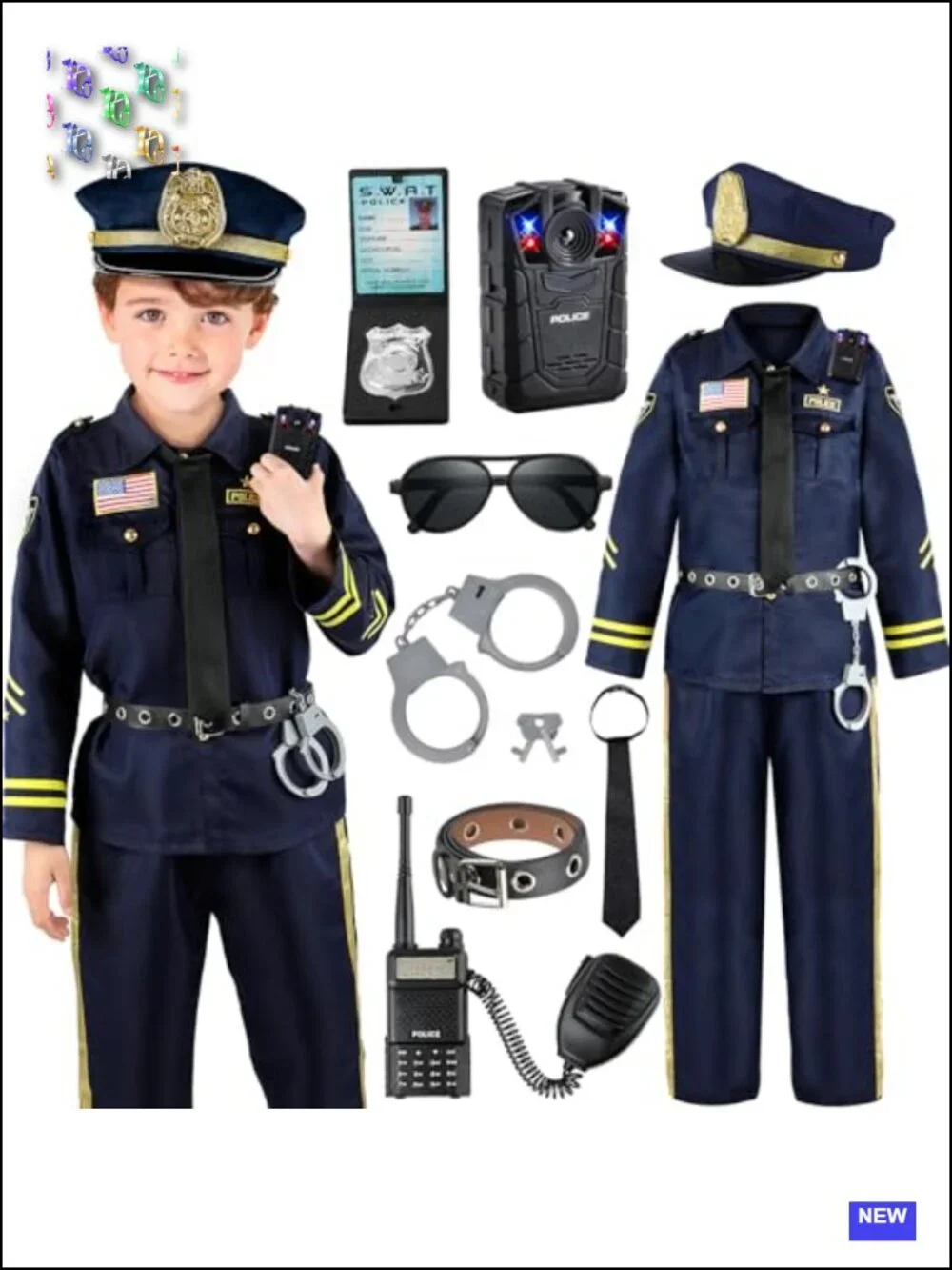 Kids Police Officer Costume Set with Accessories Halloween